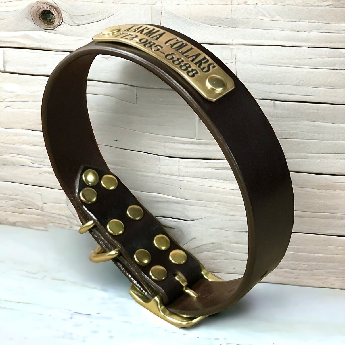 Leather Dog Collar with Nameplate 1.25" Wide