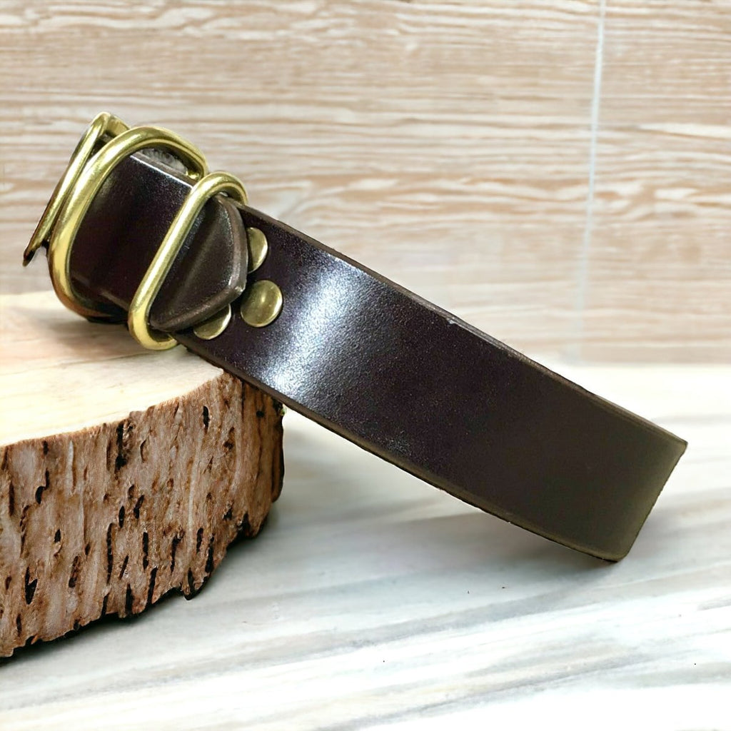 Leather Dog Collar with Nameplate 1.25" Wide