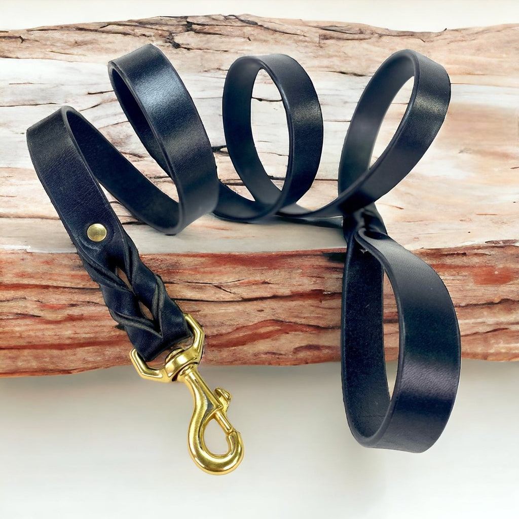 Leather Dog Collar with Nameplate 1.25" Wide