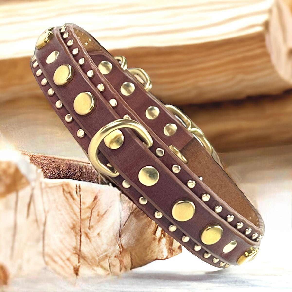 1.25" Havana Leather Dog Collar