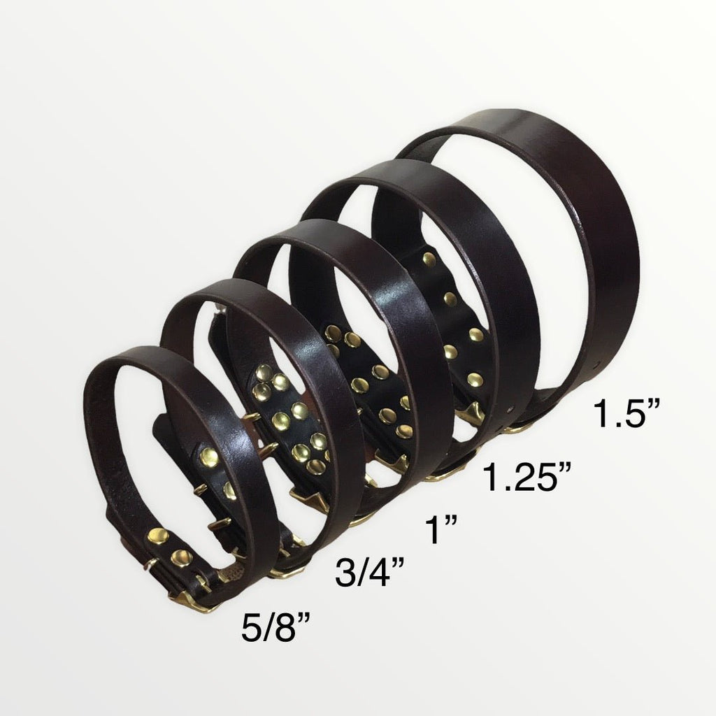 Leather Dog Collars 5/8", 3/4", 1", 1.25", & 1.5" Wide