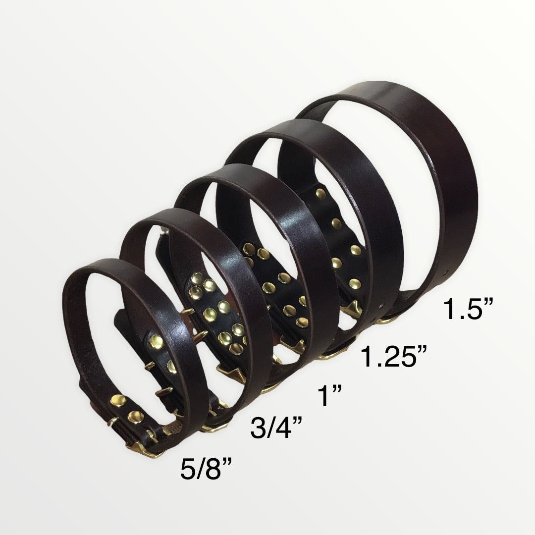 Leather Dog Collars 5/8", 3/4", 1", 1.25", & 1.5" Wide
