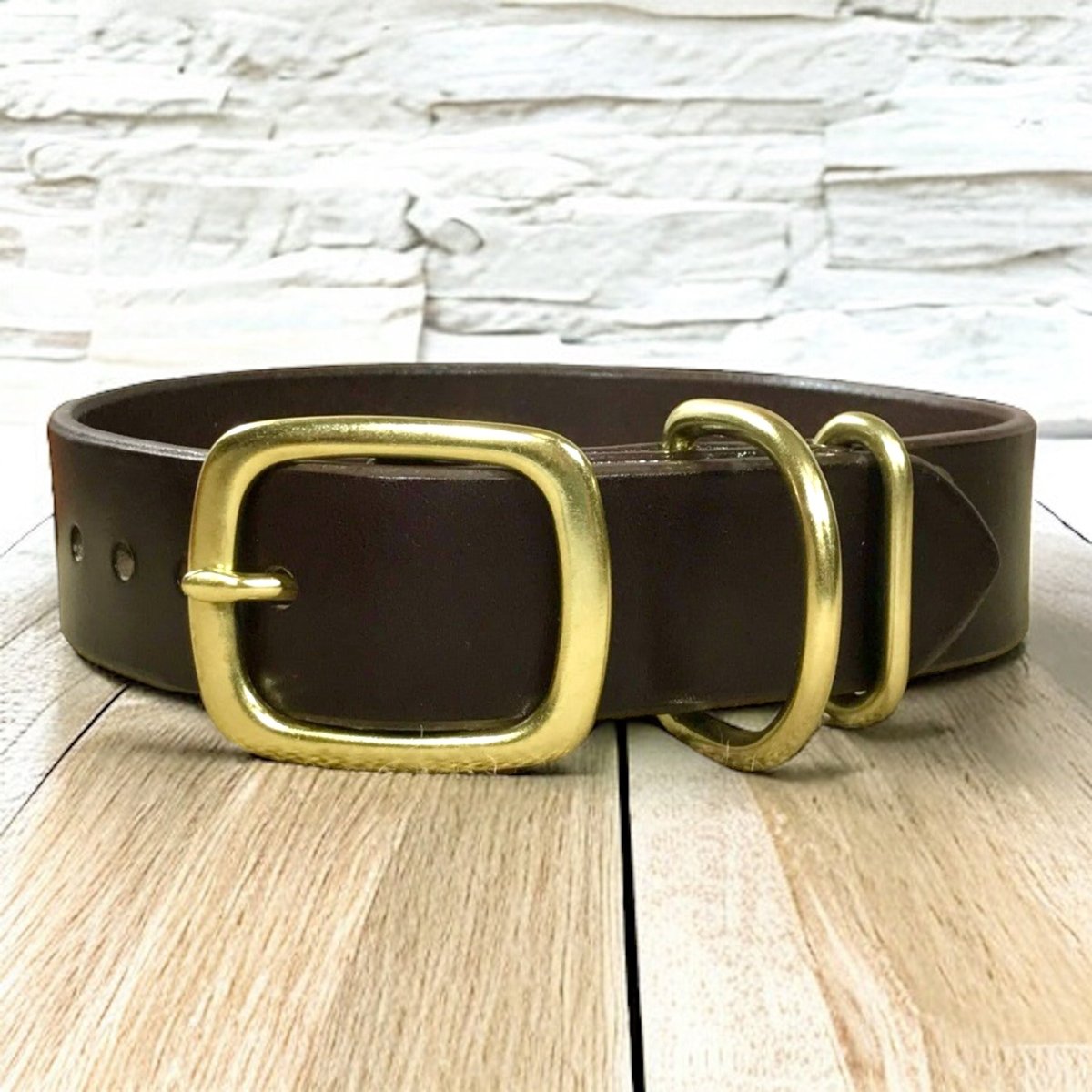 Leather Dog Collar with Nameplate 1.25" Wide