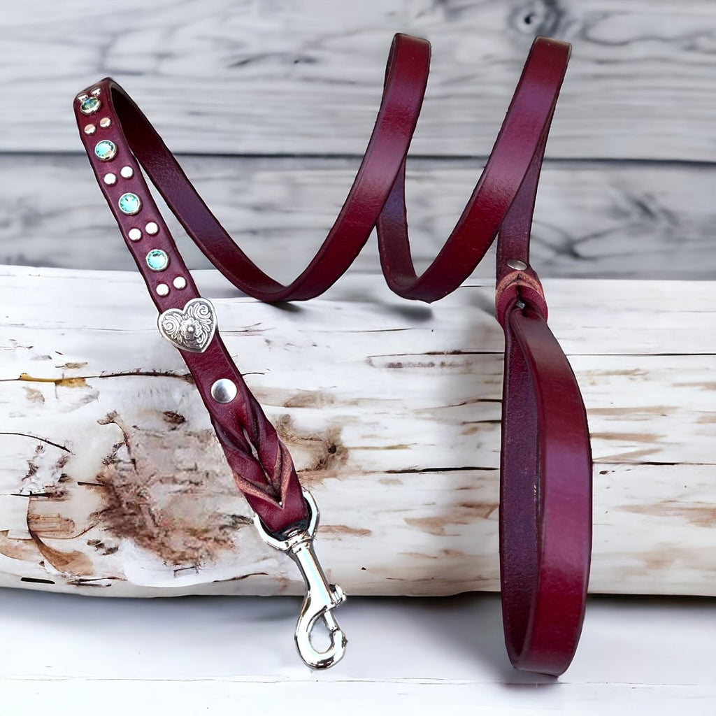 Small Dog Leather Collar with Hearts