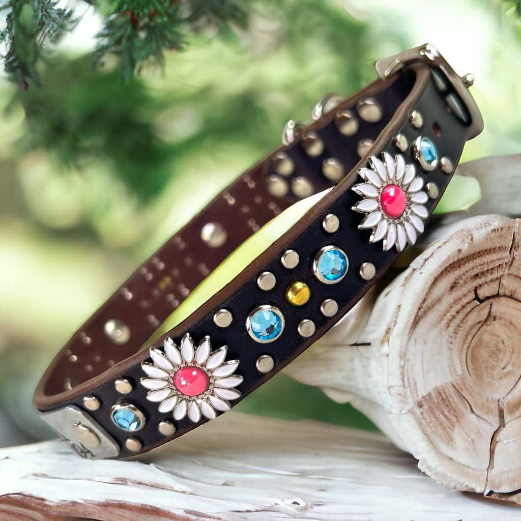 Yessena Nameplate Leather Dog Collar