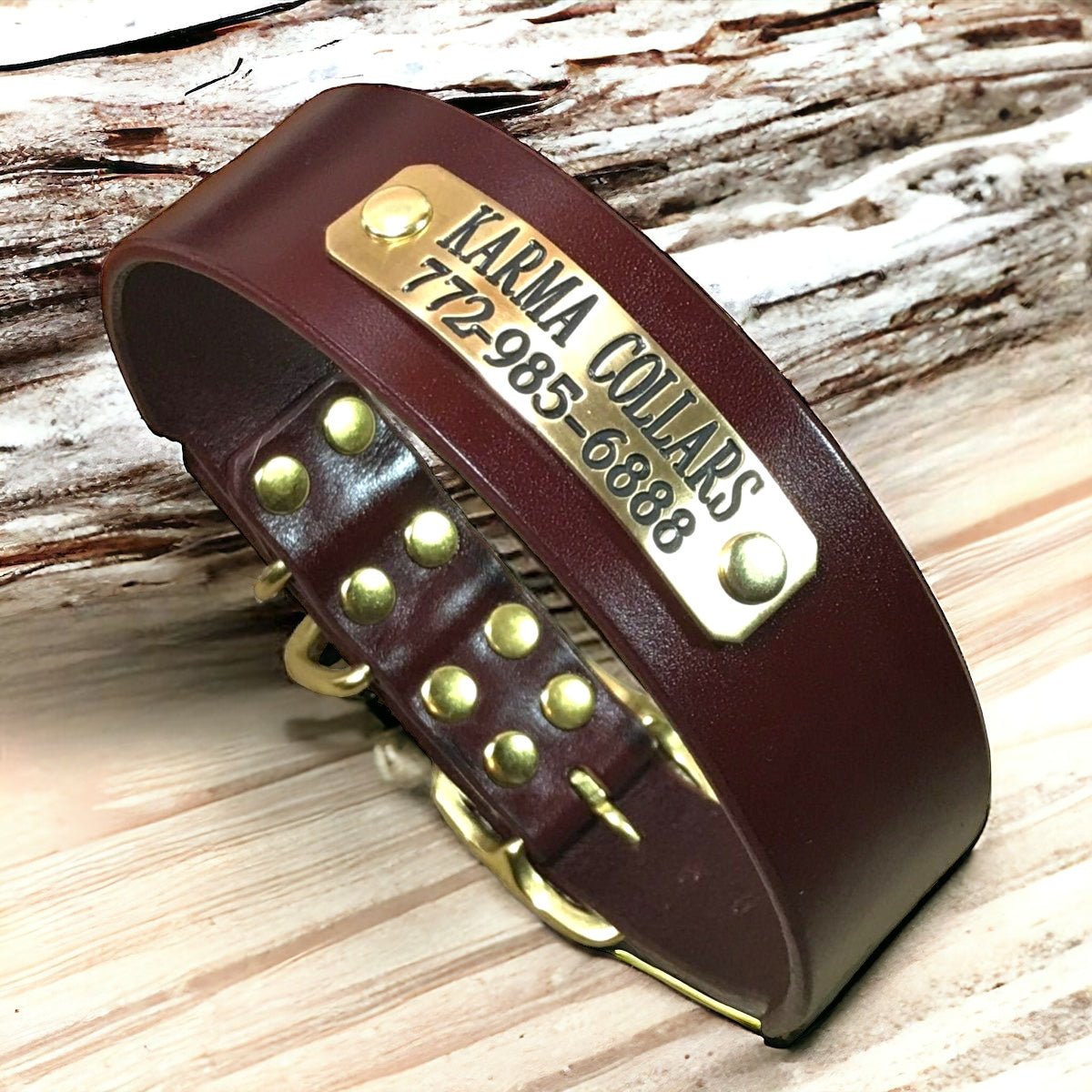 1.5" Wide Basic Leather Dog Collar with Nameplate