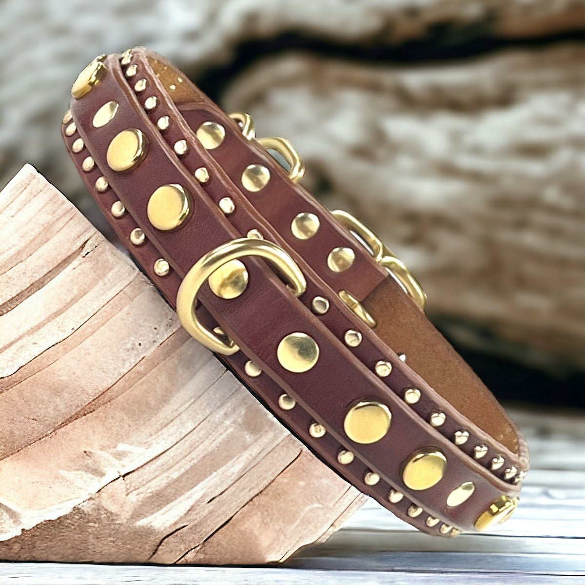 1.25" Havana Leather Dog Collar